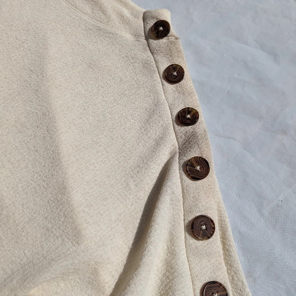 Cream Addition Elle Cowl Neck Shirt with Brown Button Detail Woman's X Plus Size - Picture 4 of 8